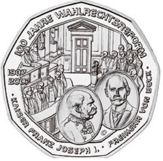 5 Euro Rakúsko 2007 - Volebné právo (UNC)