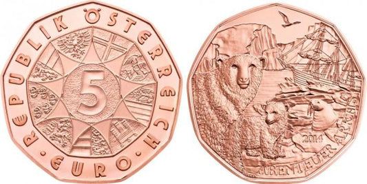 5 Euro Rakúsko 2014 Abenteuer Arktis (UNC)