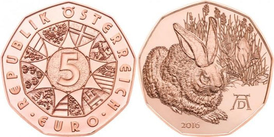 5 Euro Rakúsko 2016 Zajac (UNC)