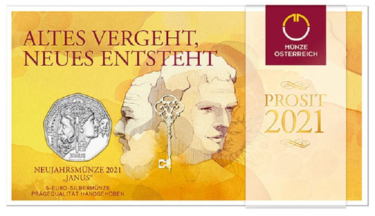 5 Euro Rakúsko 2021 - Novoročná minca Janus (BU)