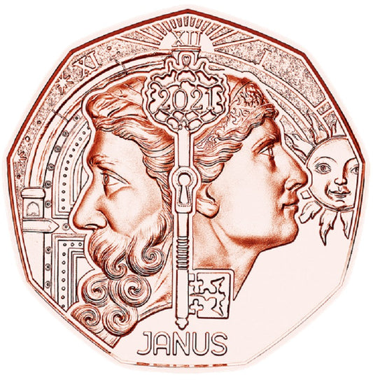 5 Euro Rakúsko 2021 - Novoročná minca Janus (UNC)