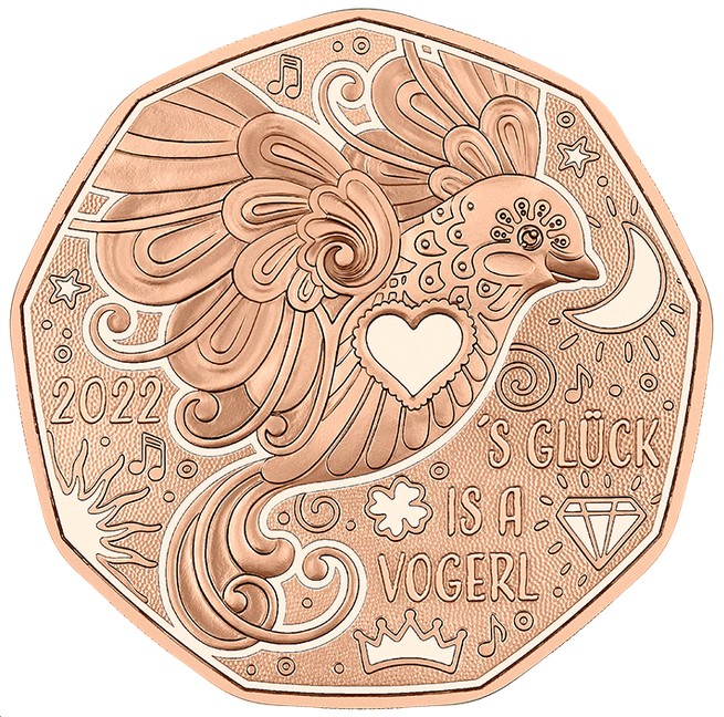 5 Euro Rakúsko 2022 - Novoročná minca (UNC)