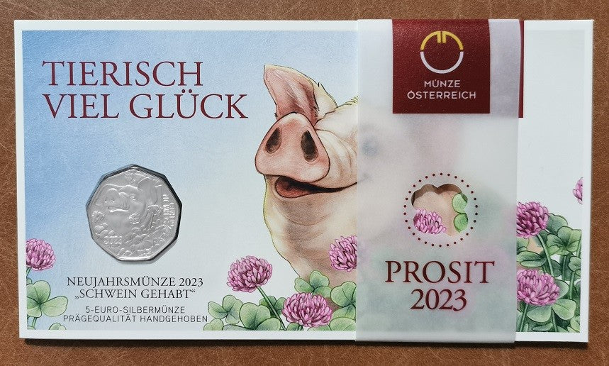 5 Euro Rakúsko 2023 - Šťastné prasiatko (BU)