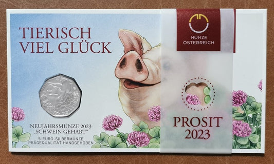 5 Euro Rakúsko 2023 - Šťastné prasiatko (BU)