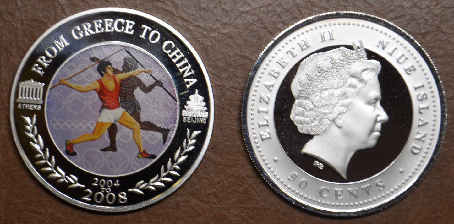 Niue 50 cent 2008 - Hod oštepom (Proof)
