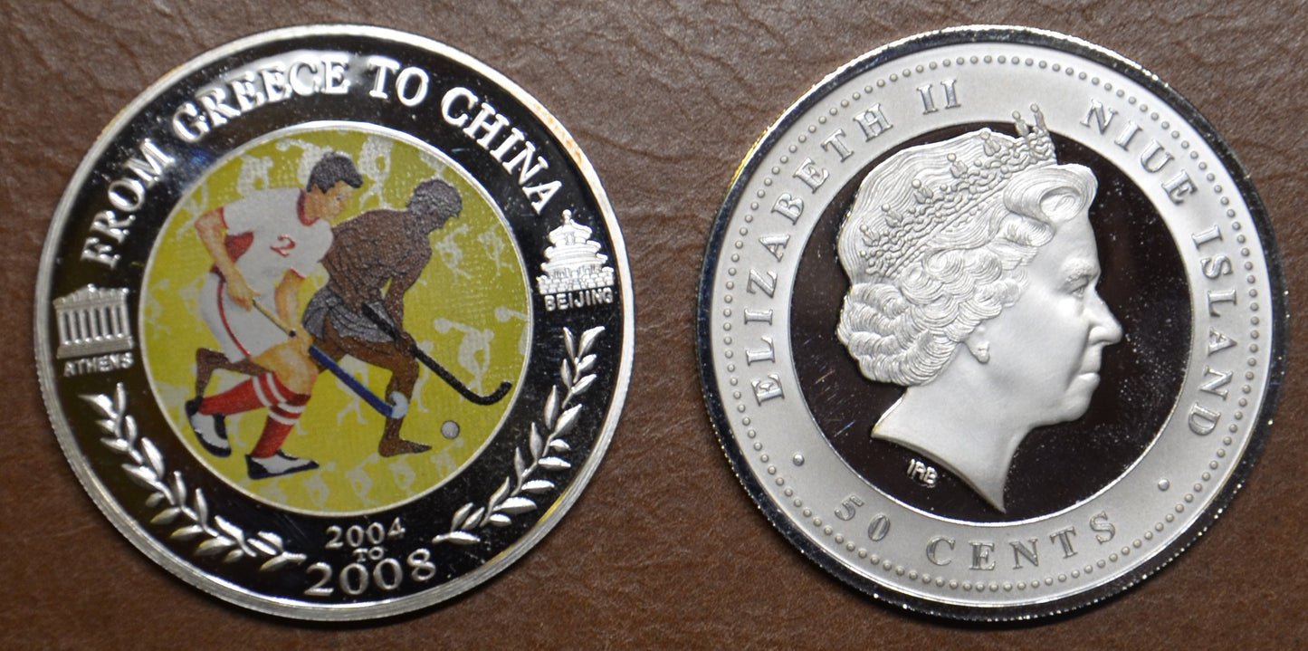 50 cent Niue 2008 - Pozemný hokej (Proof)