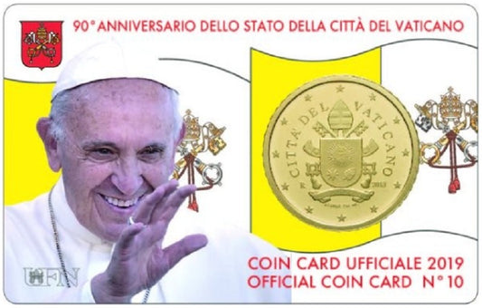 50 cent Vatikán 2019 oficiálna karta No. 10 (BU)