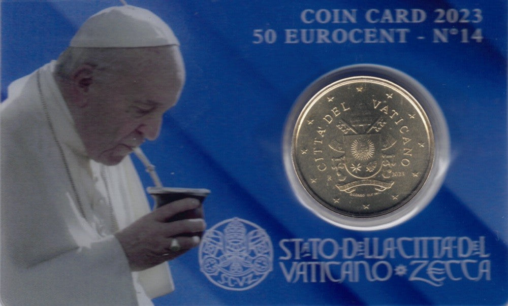 50 cent Vatikán 2023 oficiálna karta No. 14 (BU)