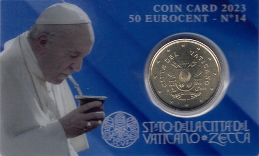 50 cent Vatikán 2023 oficiálna karta No. 14 (BU)