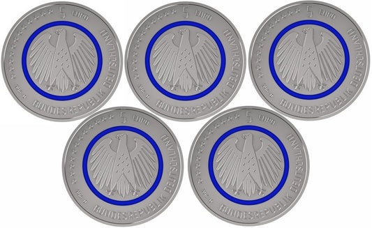 5 Euro Nemecko 2016 "ADFGJ" Planéta Zem (5x UNC)