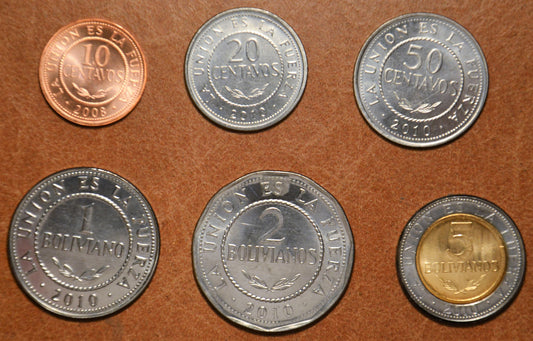 Bolívia 6 mincí 2008-2010 (UNC)