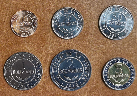 Bolívia 6 mincí 2010-2017 (UNC)