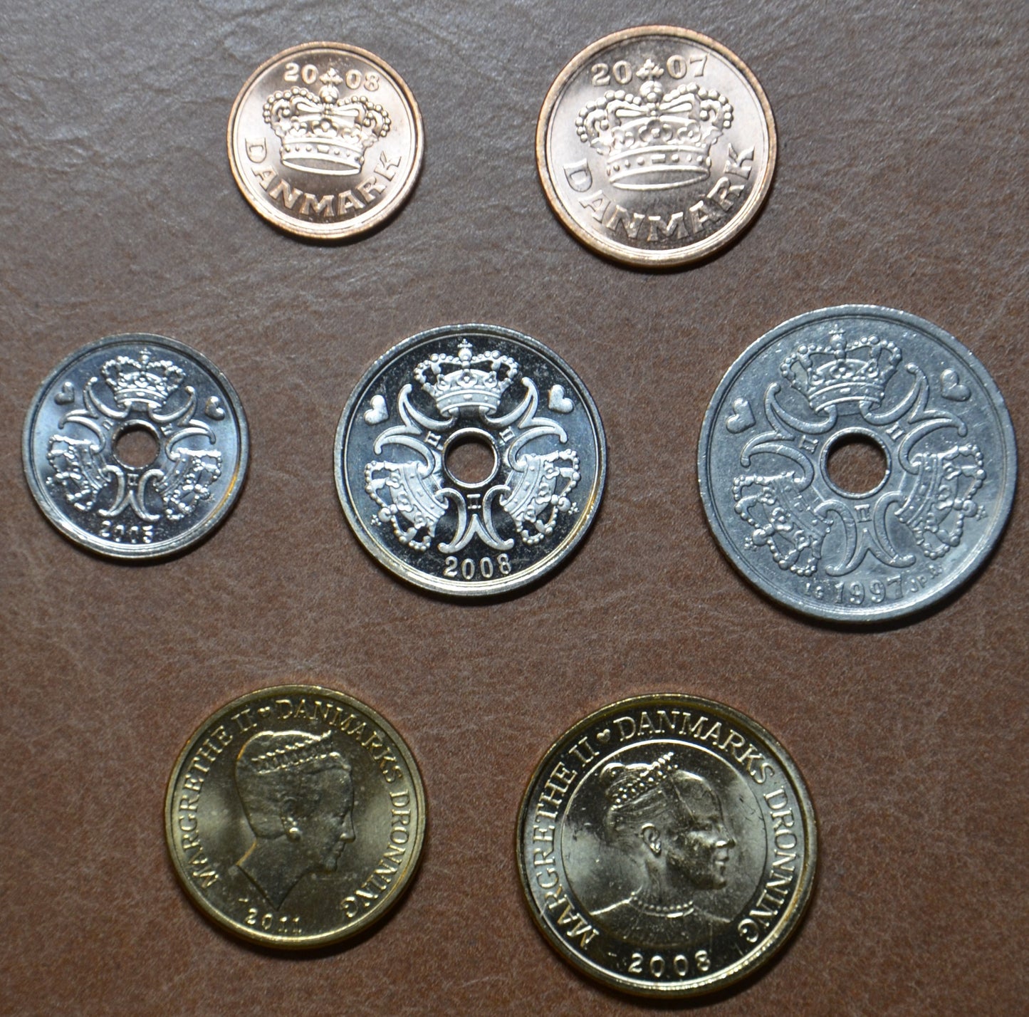 Dánsko 7 mincí 1991-2018 (UNC)