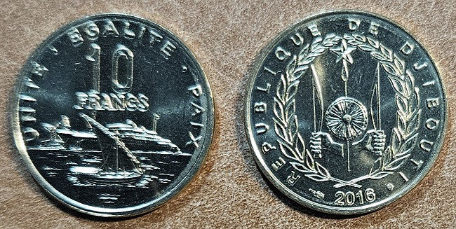 Džibutsko 10 frankov 2016 (UNC)