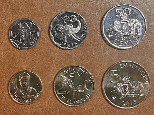 Eswatinské kráľovstvo 6 mincí 2015 (UNC)