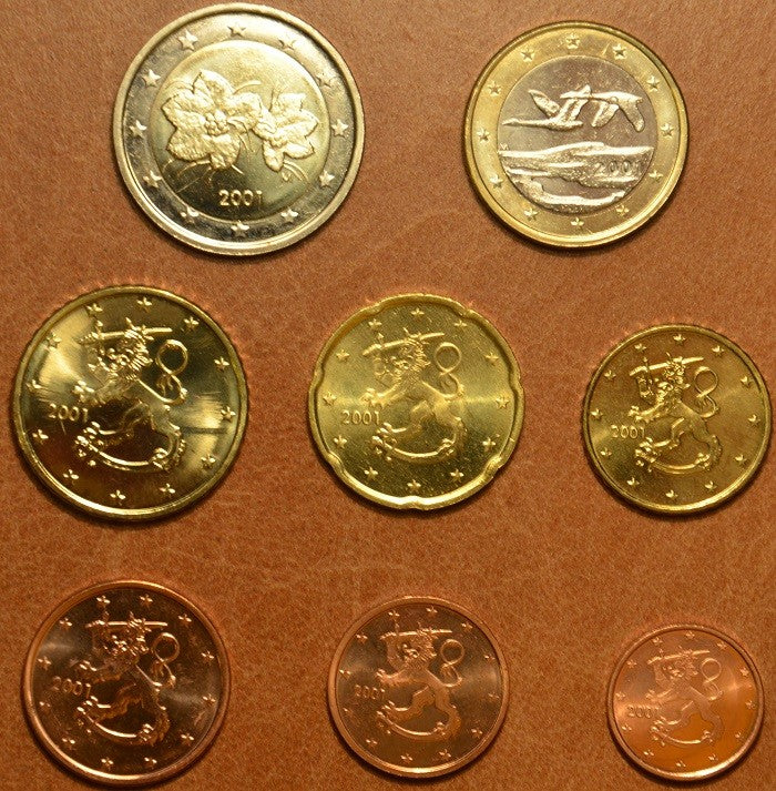 Fínsko 2001 sada 8 euromincí (UNC)