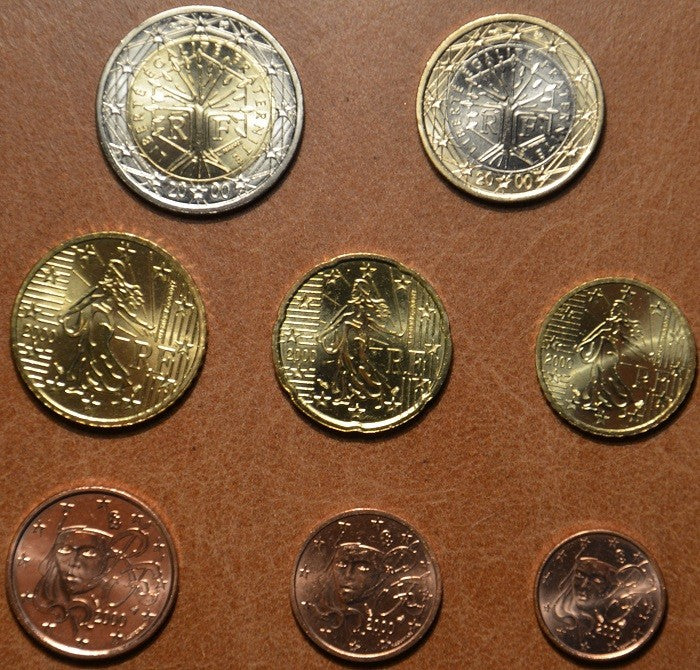 Francúzsko 2000 sada 8 euromincí (UNC)