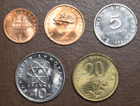 Grécko 5 mincí 1982-2000 (UNC)