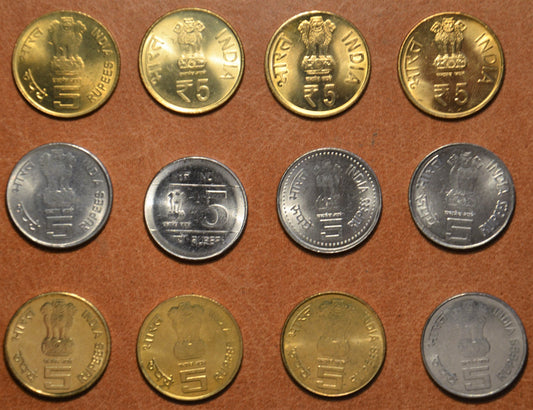 India 12x 5 rupií (UNC)