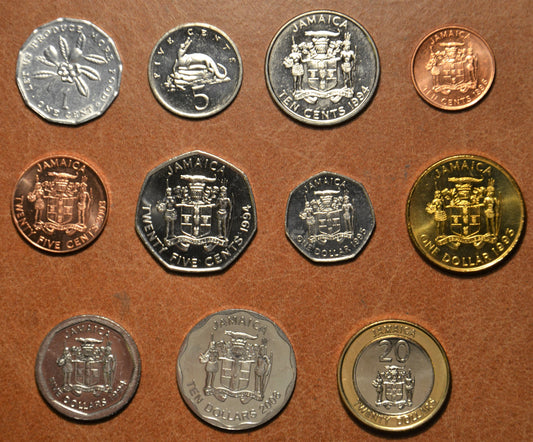 Jamajka 11 mincí 1990-2001 (UNC)