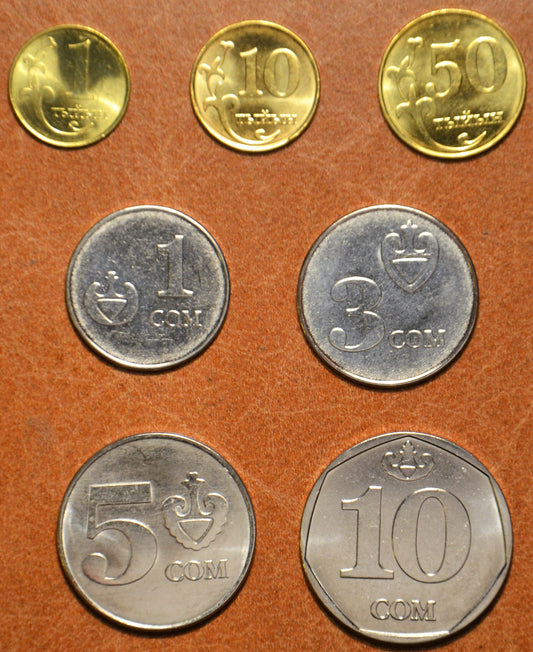 Kirgizská republika 7 mincí 2008-2009 (UNC)