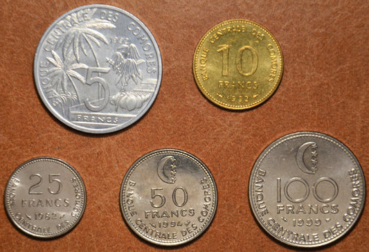 Komory 5 mincí 1982-1999 (UNC)