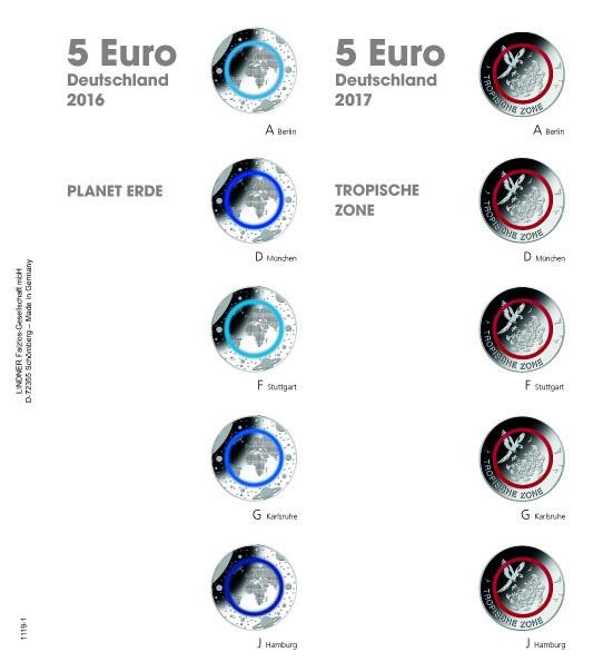 List do Lindner albumu na 5 Euro mince Nemecko 2016-2017