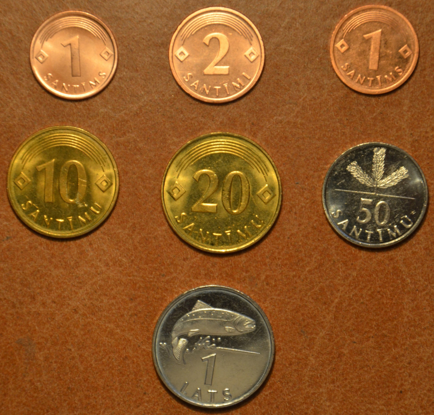 Lotyšsko 7 mincí 1992-2006 (UNC)