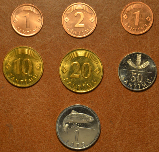 Lotyšsko 7 mincí 1992-2006 (UNC)
