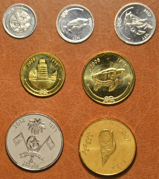 Maldivská republika 7 mincí 2007-2012 (UNC)