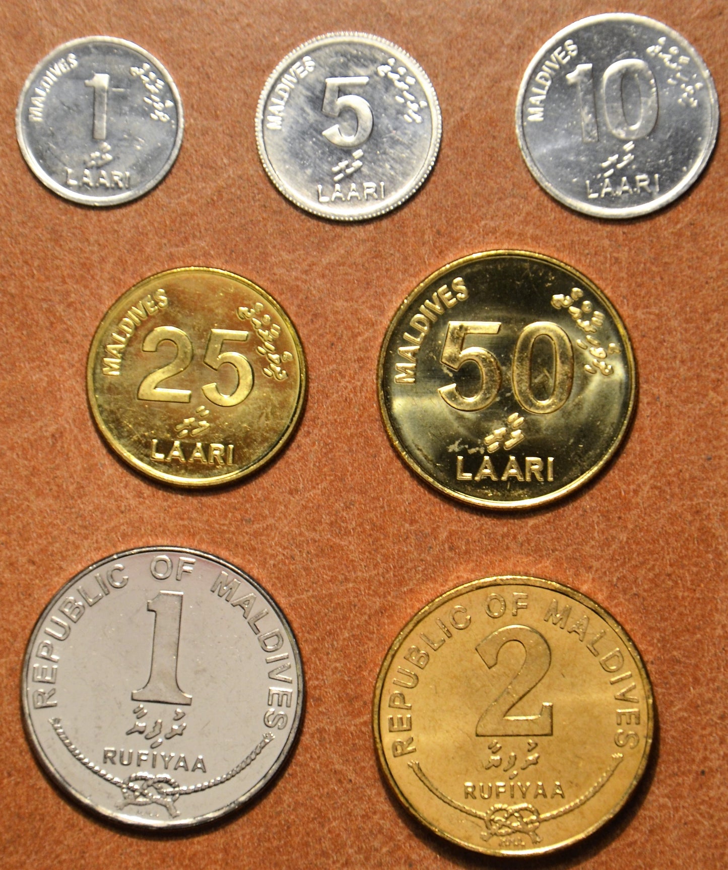 Maldivská republika 7 mincí 2007-2012 (UNC)