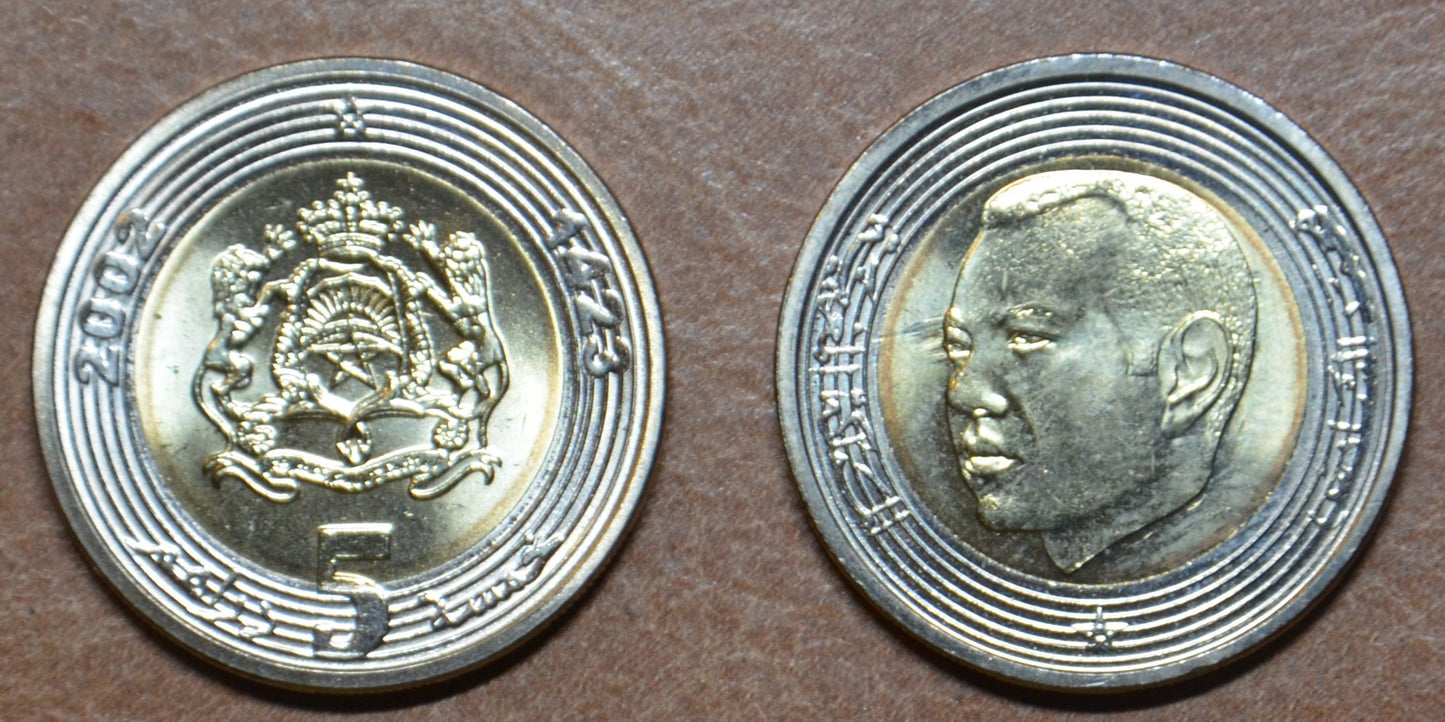 Maroko 5 Dirham - Mohammed VI. 2002 (UNC)