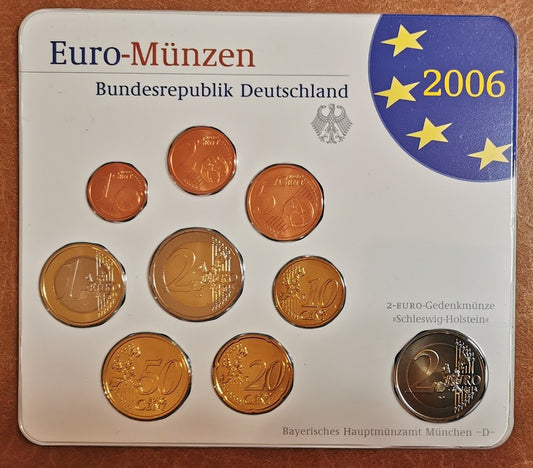 Nemecko 2006 "D" sada 9 euromincí (BU)