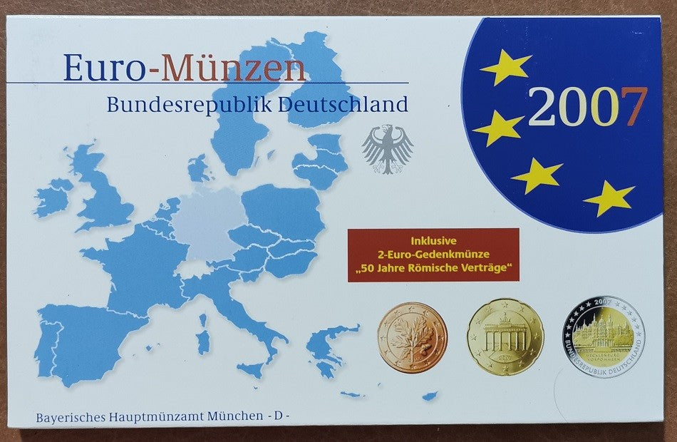Nemecko 2007 "D" sada 9 euromincí (Proof)