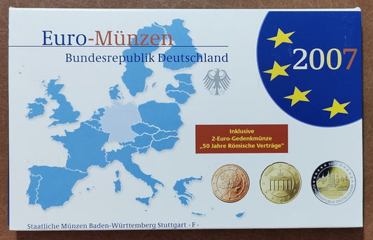 Nemecko 2007 "F" sada 9 euromincí (Proof)