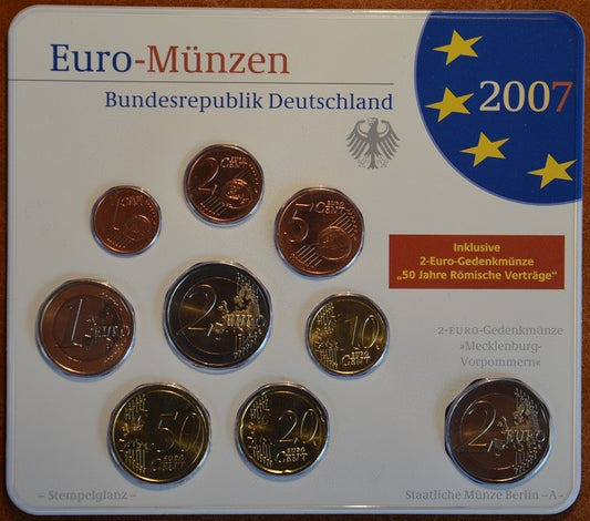 Nemecko 2007 "J" sada 9 euromincí (BU)