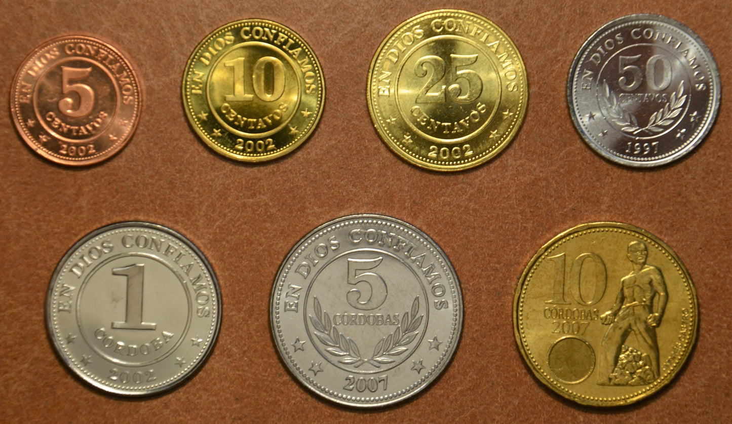 Nikaragua 7 mincí 1997-2007 (UNC)