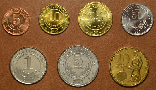Nikaragua 7 mincí 1997-2007 (UNC)