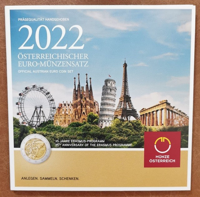 Rakúsko 2022 sada mincí Erasmus (BU)
