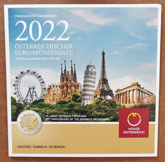 Rakúsko 2022 sada mincí Erasmus (BU)