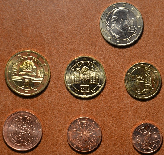 Sada 7 rakúskych mincí 2005 (UNC)