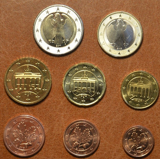 Sada 8 nemeckých mincí 2002 "F" (UNC)