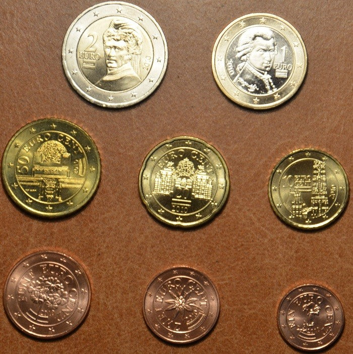 Sada 8 rakúskych mincí 2010 (UNC)