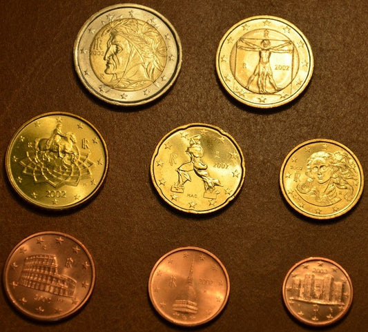 Sada 8 talianskych mincí 2002 (UNC)