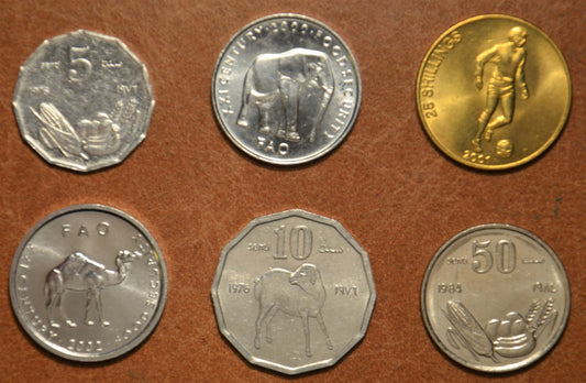 Somálsko 6 mincí 1976-2001 (UNC)