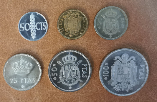 Španielsko 6 mincí 1975 (UNC)
