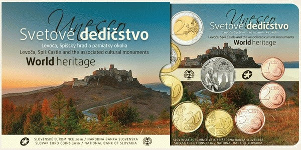 Súbor 8 Slovenských mincí 2016 Levoča, Spišský hrad