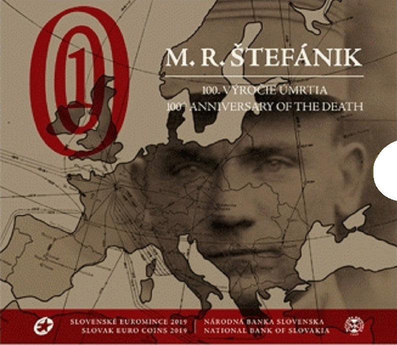 Súbor 9 Slovenských mincí 2019 Milan Rastislav Štefánik (BU)