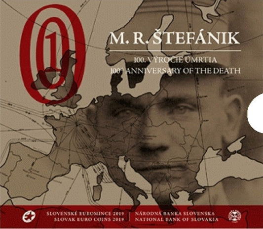 Súbor 9 Slovenských mincí 2019 Milan Rastislav Štefánik (BU)