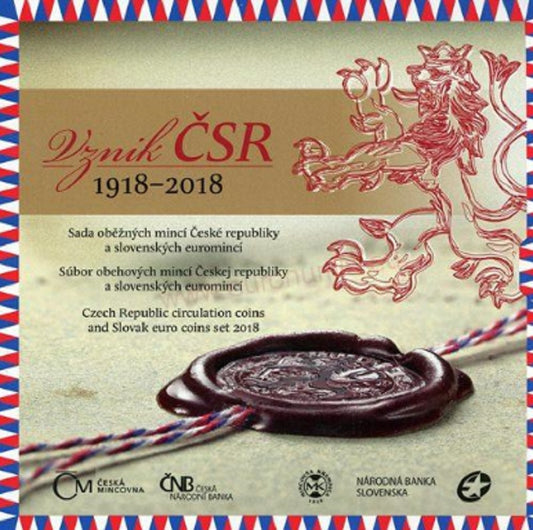 Súbor mincí Slovensko - Česko 2018 Vznik Československej republiky (BU)